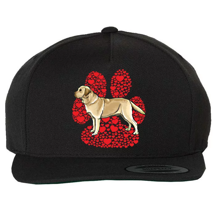 Yellow Labrador Retriever Valentines Day Dog Love Paw Gift Wool Snapback Cap