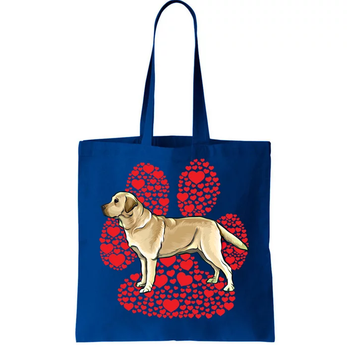 Yellow Labrador Retriever Valentines Day Dog Love Paw Gift Tote Bag