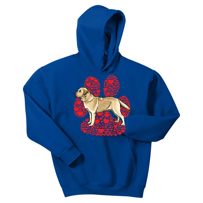 Yellow Labrador Retriever Valentines Day Dog Love Paw Gift Kids Hoodie