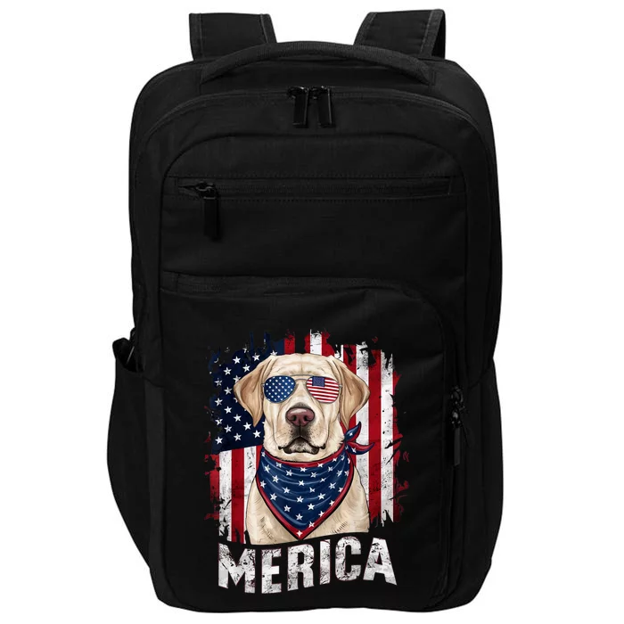 Yellow Labrador Retriever 4th Of July Merica Usa Flag Lab Impact Tech Backpack