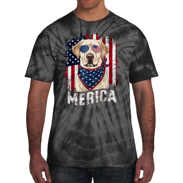 Yellow Labrador Retriever 4th Of July Merica Usa Flag Lab Tie-Dye T-Shirt