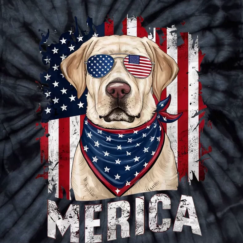 Yellow Labrador Retriever 4th Of July Merica Usa Flag Lab Tie-Dye T-Shirt