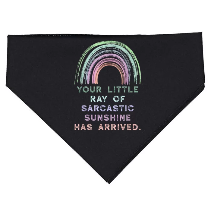 Your Little Ray Of Sarcastic Sunshine Has Arrived Rainbow USA-Made Doggie Bandana