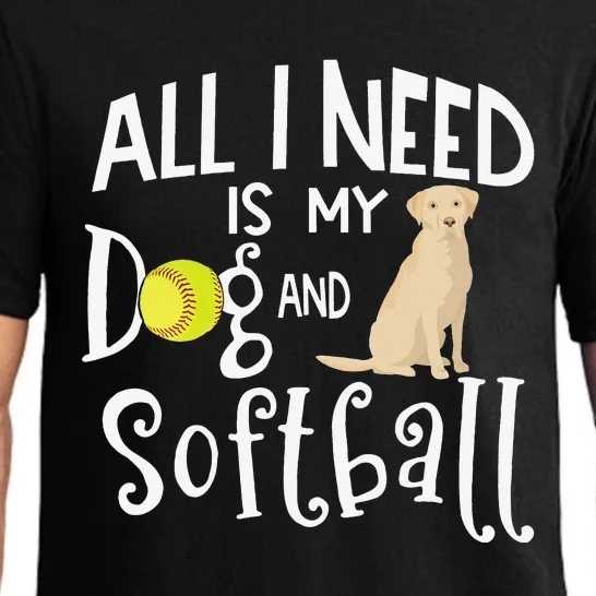 Yellow Labrador Retriever Dog Gift Love Softball Player Pajama Set