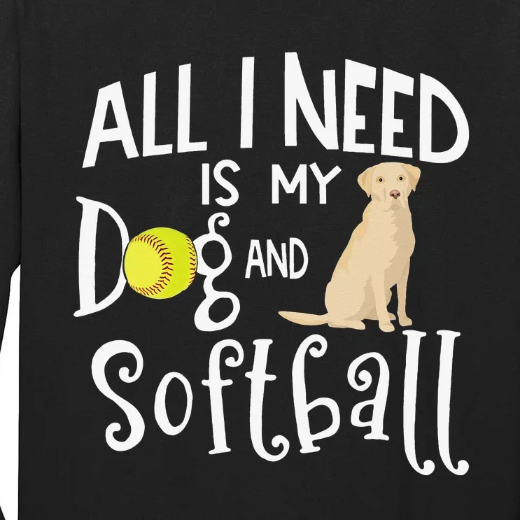 Yellow Labrador Retriever Dog Gift Love Softball Player Tall Long Sleeve T-Shirt