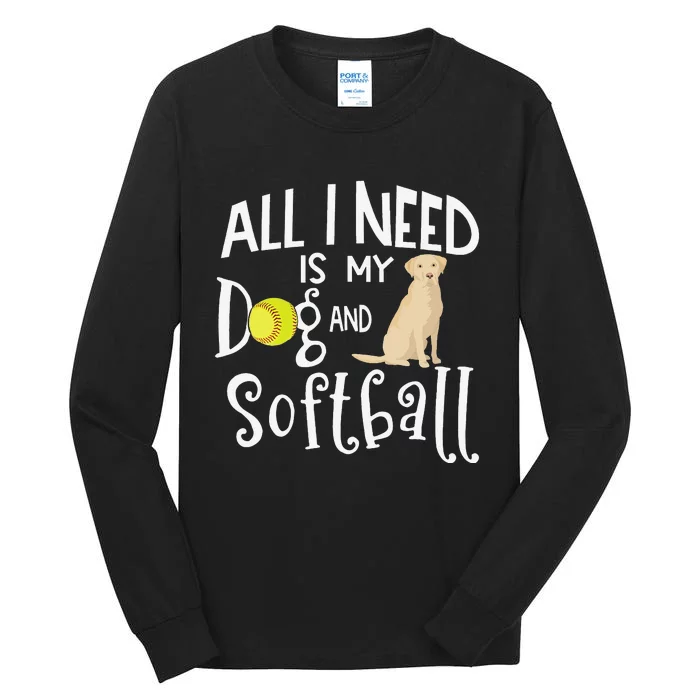 Yellow Labrador Retriever Dog Gift Love Softball Player Tall Long Sleeve T-Shirt