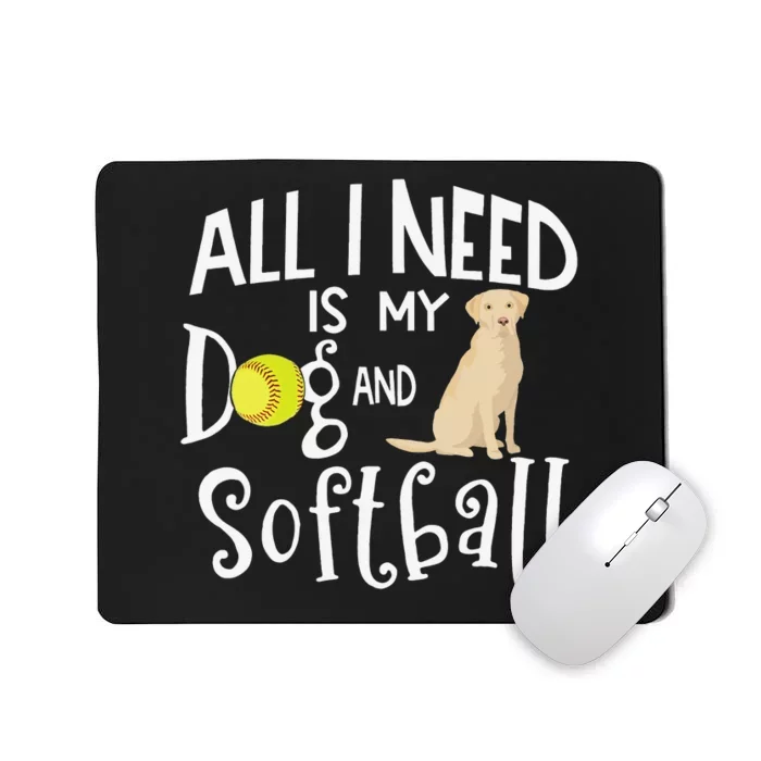 Yellow Labrador Retriever Dog Gift Love Softball Player Mousepad