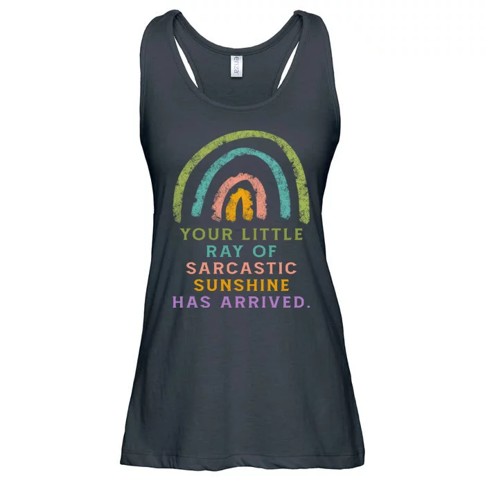 Your Little Ray Of Sarcastic Sunshine Has Arrived Rainbow Funny Ladies Essential Flowy Tank