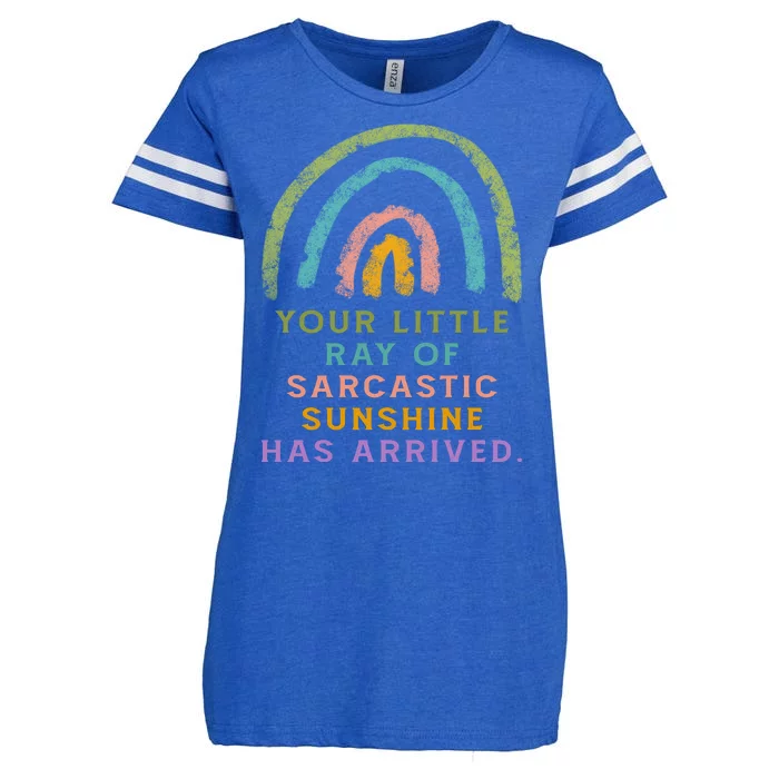 Your Little Ray Of Sarcastic Sunshine Has Arrived Rainbow Funny Enza Ladies Jersey Football T-Shirt