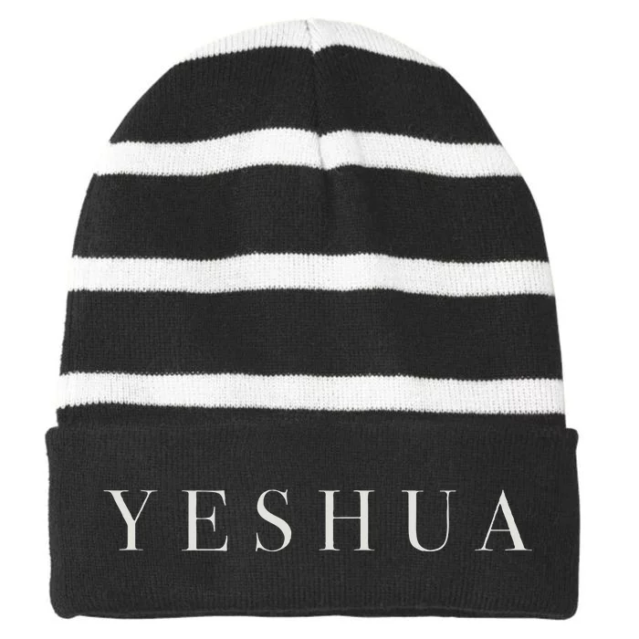 Yeshua Lord Saviour Striped Beanie with Solid Band