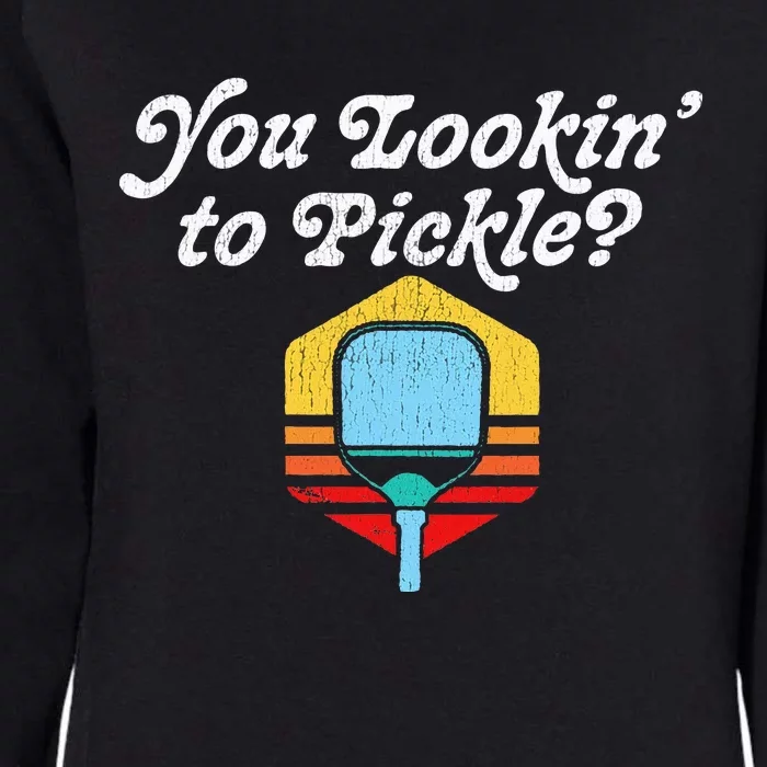 You Lookin To Pickle Pickleball Retro 80s Womens California Wash Sweatshirt