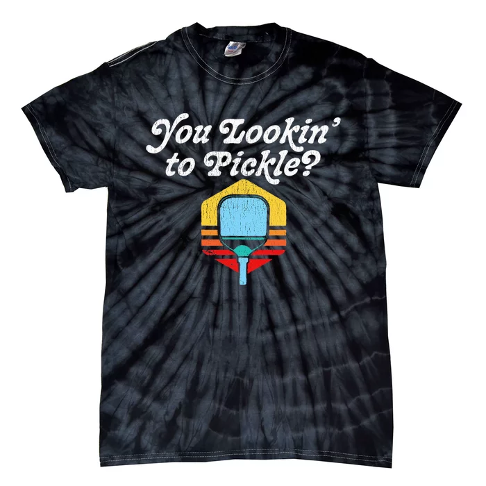 You Lookin To Pickle Pickleball Retro 80s Tie-Dye T-Shirt