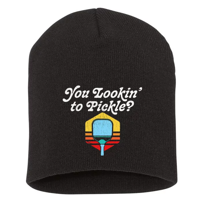 You Lookin To Pickle Pickleball Retro 80s Short Acrylic Beanie