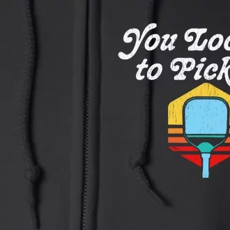 You Lookin To Pickle Pickleball Retro 80s Fit2serve Full Zip Hoodie