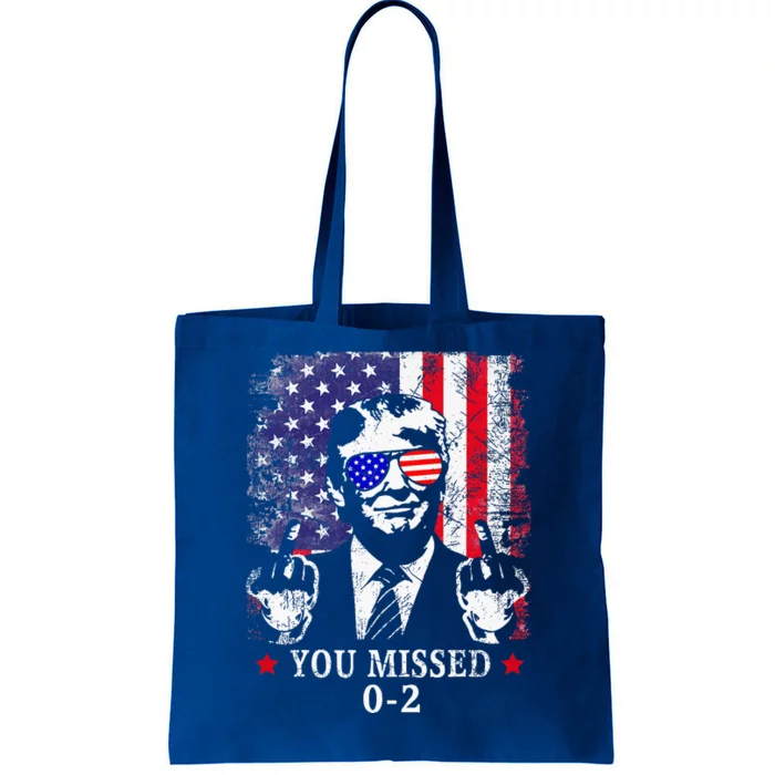 You Missed 02 Trump 2024 Political Satire American Flag Tote Bag