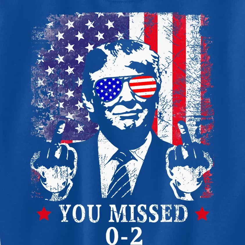 You Missed 02 Trump 2024 Political Satire American Flag Kids Sweatshirt