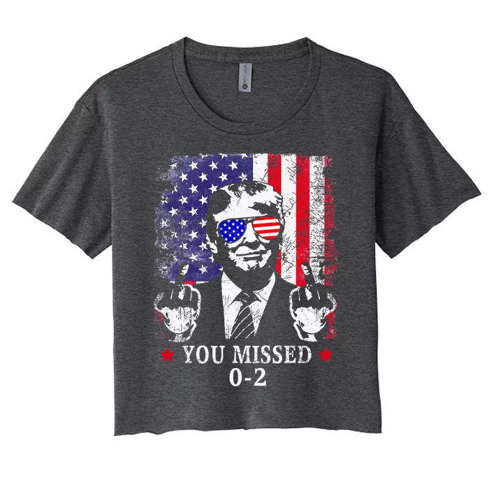 You Missed 02 Trump 2024 Political Satire American Flag Women's Crop Top Tee