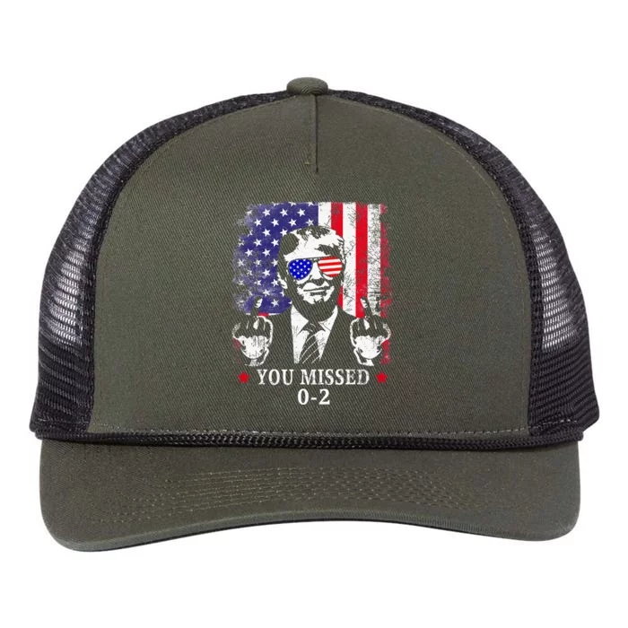 You Missed 02 Trump 2024 Political Satire American Flag Retro Rope Trucker Hat Cap