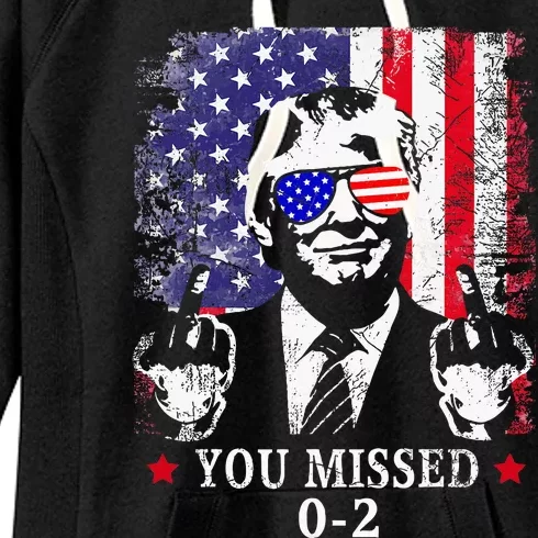 You Missed 02 Trump 2024 Political Satire American Flag Women's Fleece Hoodie