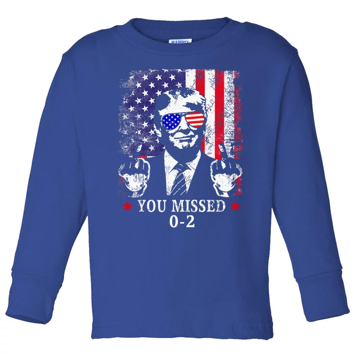 You Missed 02 Trump 2024 Political Satire American Flag Toddler Long Sleeve Shirt