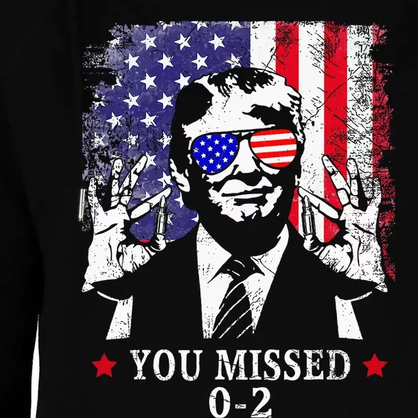 You Missed 0 2 Trump 2024 Us American Flag Womens Funnel Neck Pullover Hood