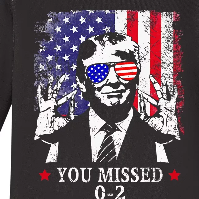 You Missed 0 2 Trump 2024 Us American Flag Baby Long Sleeve Bodysuit