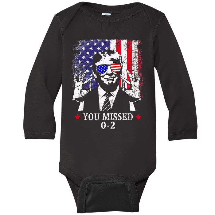 You Missed 0 2 Trump 2024 Us American Flag Baby Long Sleeve Bodysuit