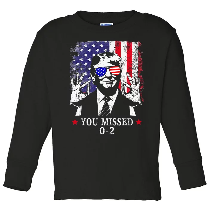 You Missed 0 2 Trump 2024 Us American Flag Toddler Long Sleeve Shirt