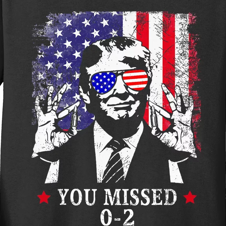 You Missed 0 2 Trump 2024 Us American Flag Kids Long Sleeve Shirt