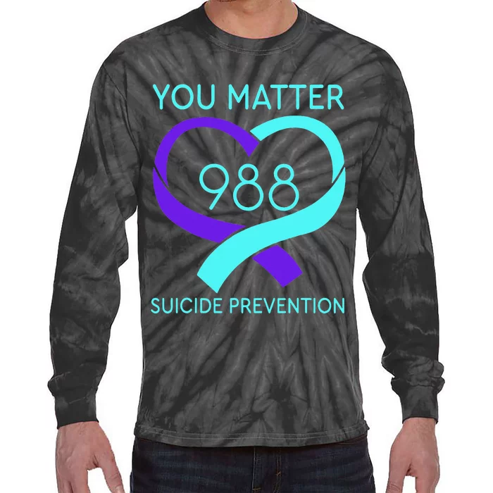 You Matter 988 Suicide Prevention Awaremess Heart Tie-Dye Long Sleeve Shirt