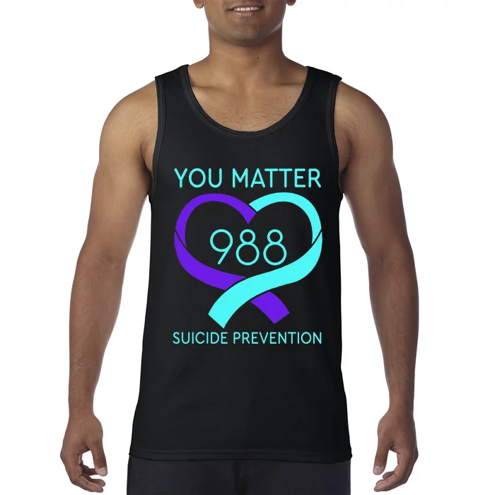 You Matter 988 Suicide Prevention Awaremess Heart Tank Top