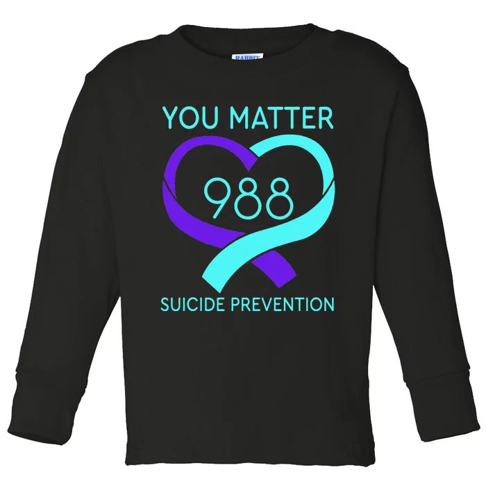 You Matter 988 Suicide Prevention Awaremess Heart Toddler Long Sleeve Shirt