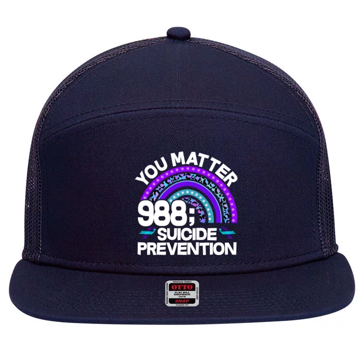 You Matter 988 Semicolon Suicide Prevention 7 Panel Mesh Trucker Snapback Hat