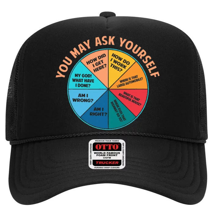 You May Ask Yourself Once In A Lifetime Pie Chart High Crown Mesh Trucker Hat