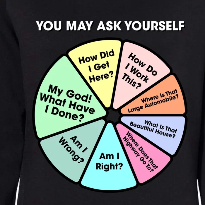 You May Ask Yourself Classic 80s Pop Music Retro Pie Chart Gift Womens California Wash Sweatshirt