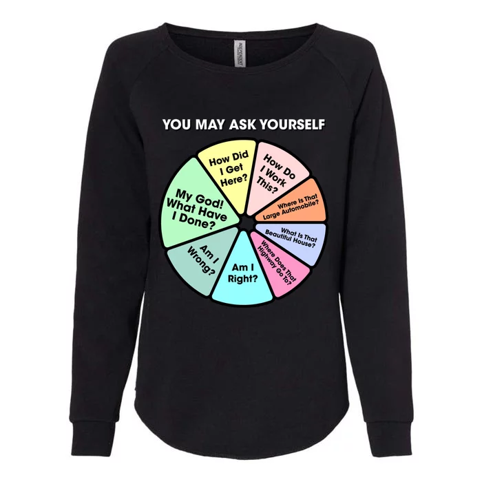 You May Ask Yourself Classic 80s Pop Music Retro Pie Chart Gift Womens California Wash Sweatshirt