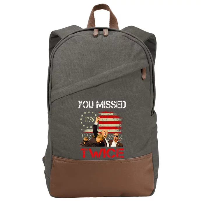 You Missed Again You Missed Cotton Canvas Backpack