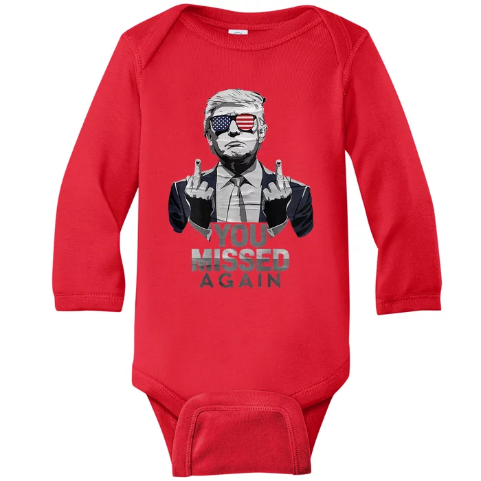 You Missed Again You Missed 2.0 Us Flag 2024 Baby Long Sleeve Bodysuit