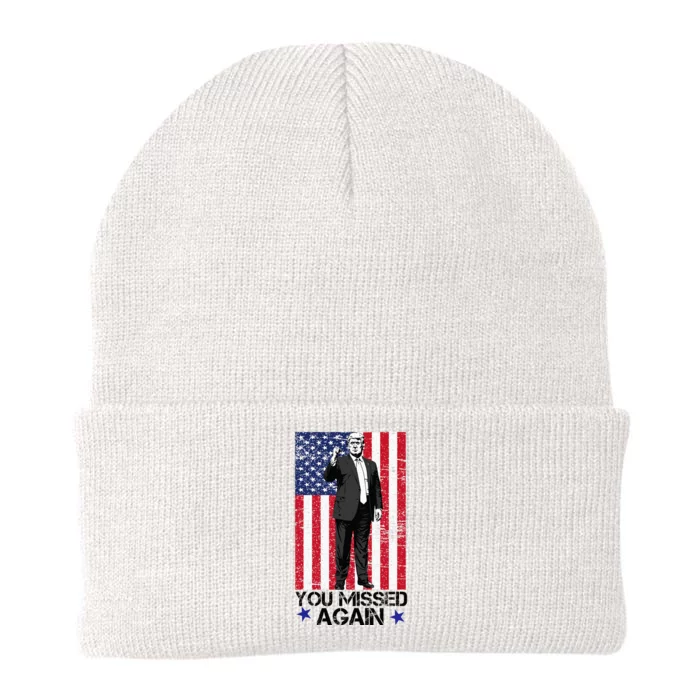 You Missed Again Trump 2024 Usa Flag Knit Cap Winter Beanie