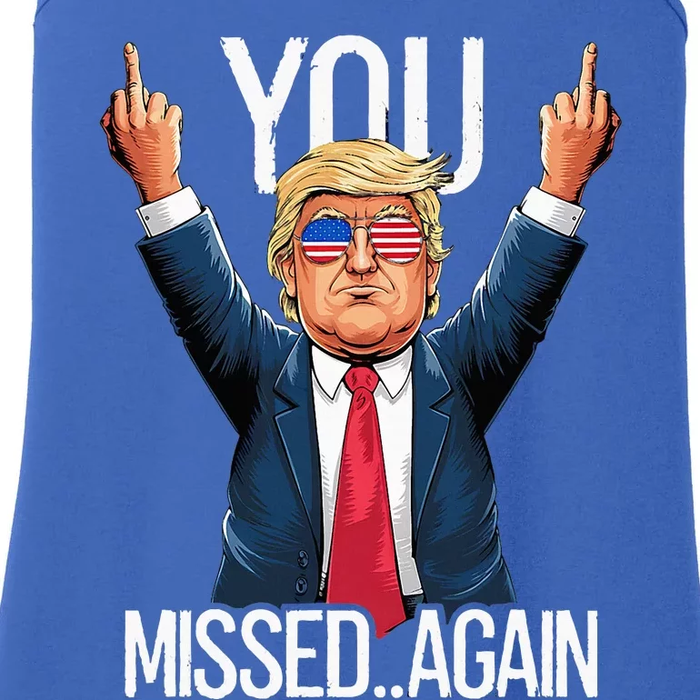 You Missed Again Trump 2024 Us American Flag Patriot Ladies Essential Tank