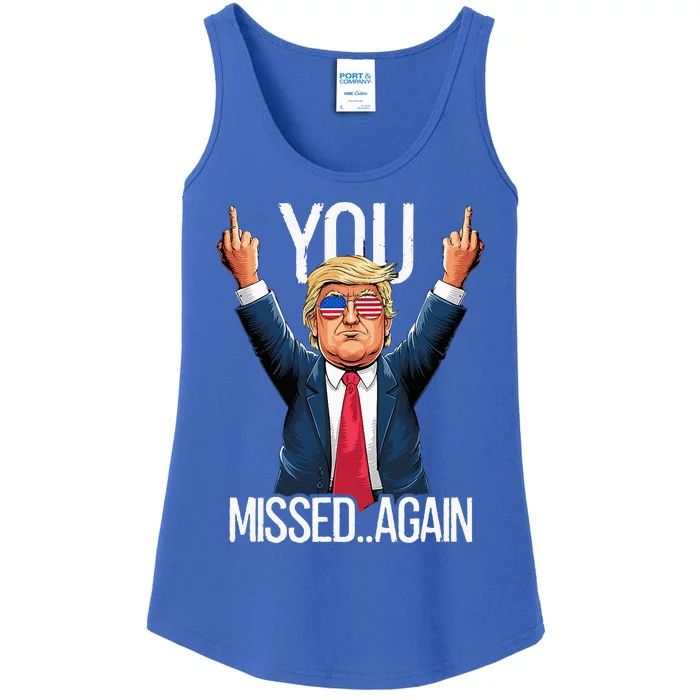 You Missed Again Trump 2024 Us American Flag Patriot Ladies Essential Tank