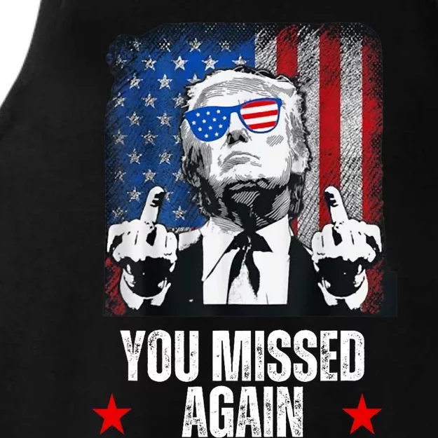 You Missed Again Trump 2024 Us President American Flag Ladies Tri-Blend Wicking Tank