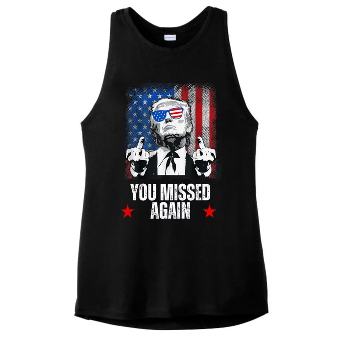 You Missed Again Trump 2024 Us President American Flag Ladies Tri-Blend Wicking Tank