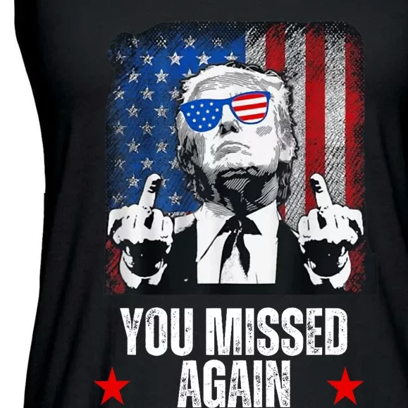 You Missed Again Trump 2024 Us President American Flag Ladies Essential Flowy Tank