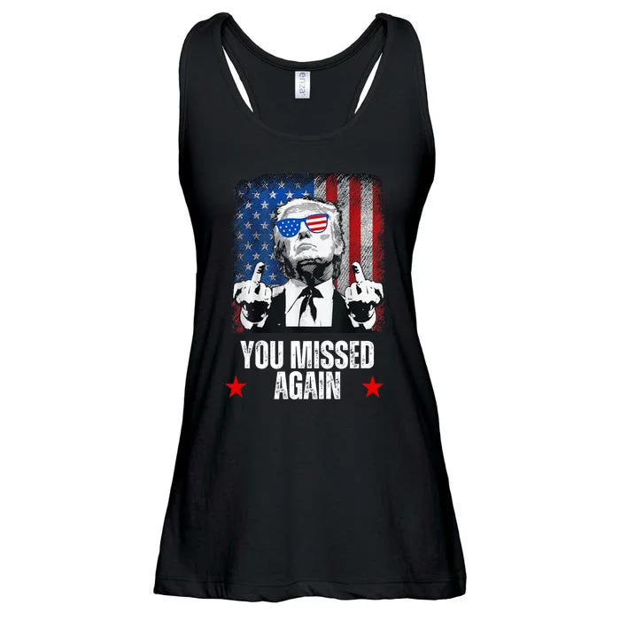 You Missed Again Trump 2024 Us President American Flag Ladies Essential Flowy Tank