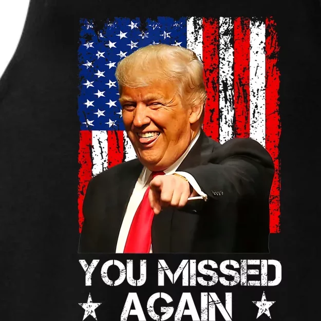 You Missed Again Trump 2024 Usa Flag Ladies Tri-Blend Wicking Tank