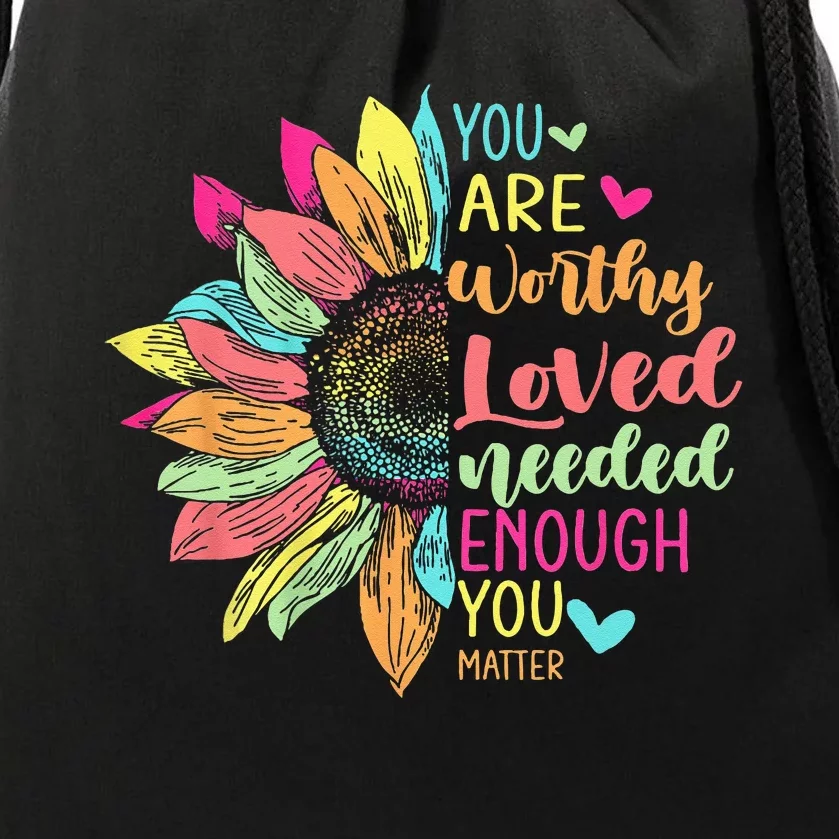 You Matter Be Kind Flower Self Care Mental Health Awareness Drawstring Bag