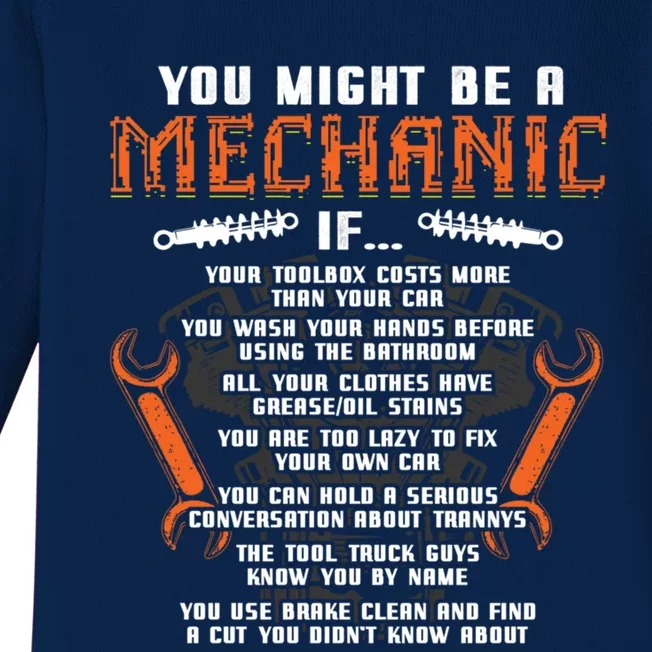 You Might Be A Mechanic If Cool Gift Auto Mechanics Cool Gift Car Repair Cool Gi Baby Long Sleeve Bodysuit