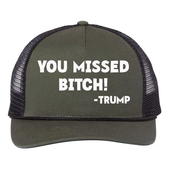 You Missed Bitch! Trump 2024 Funny Trump Rally Gear Retro Rope Trucker Hat Cap