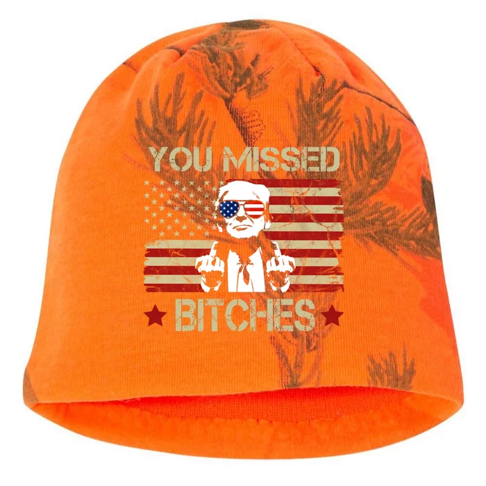 You Missed B!!Ches Donald Trump Middle Finger Usa Flag Kati - Camo Knit Beanie